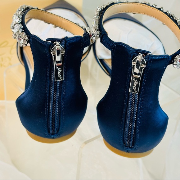 Elegant Navy Women's Shoes with Crystal Ankle Strap - Picture 9 of 13